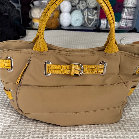 Donald J. Pliner Handbags - Stylish Tan and Yellow Women's Bag